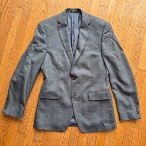 Lauren Ralph Lauren Blazer Men's 38R Gray Blue Silk Wool Suit Jacket Sport Coat